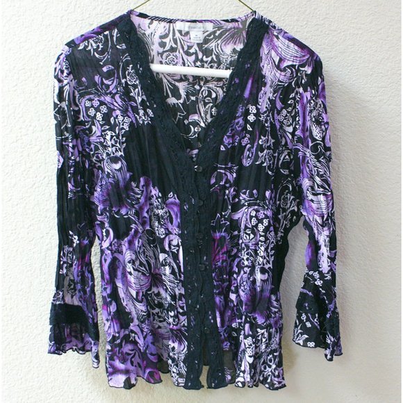 3 for $20! Gorgeous DressBarn Purple/Black blouse! - Picture 1 of 3